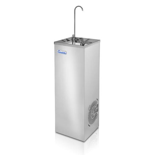 Watercooler Canaletas Series 8 are made entirely from A-304 stainless steel, including the internal chassis. Great cold water flow, thanks to its superior refrigeration power.